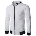 Men's Veste Homme   Argyle Zipper Jacket Casual Jacket 2019 Autumn New Trend White Fashion Men's Jackets Clothes - KARZIZ