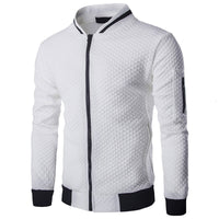 Men's Veste Homme   Argyle Zipper Jacket Casual Jacket 2019 Autumn New Trend White Fashion Men's Jackets Clothes - KARZIZ