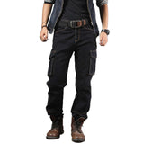 Idopy Men`s Casual Motorcycle Workwear Multi Pockets Denim Biker Cargo Jeans Pants For Men Plus Size - KARZIZ